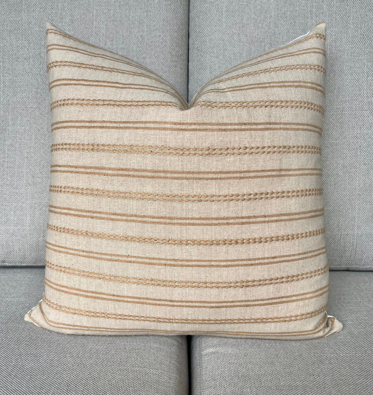 Ann Beige Woven Stripe Pillow Cover – view 7
