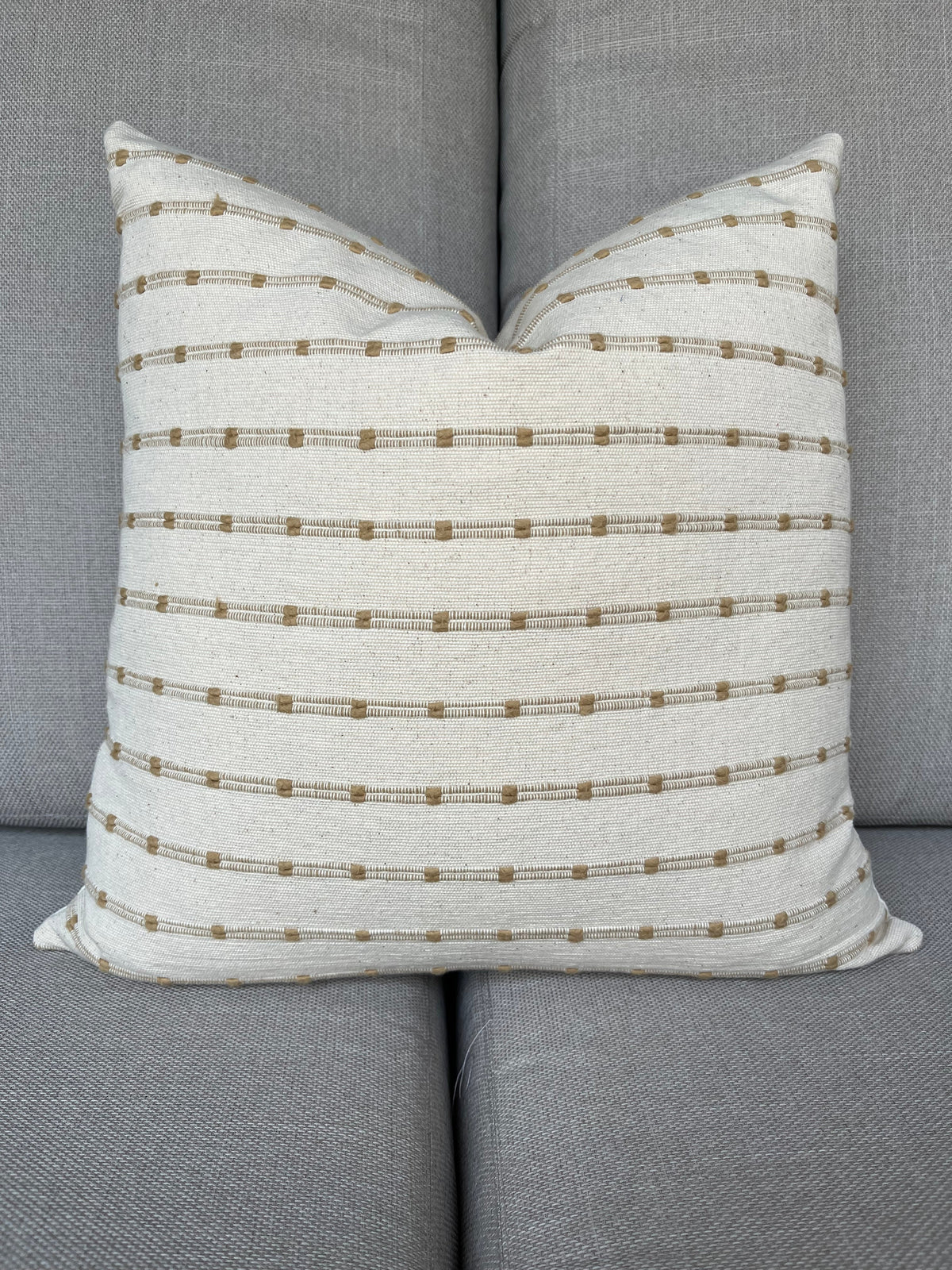 Ari Natural Beige Woven Stripe Pillow Cover – view 13