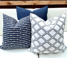 New Haven white and gray embroidered trellis pillow cover, view 8