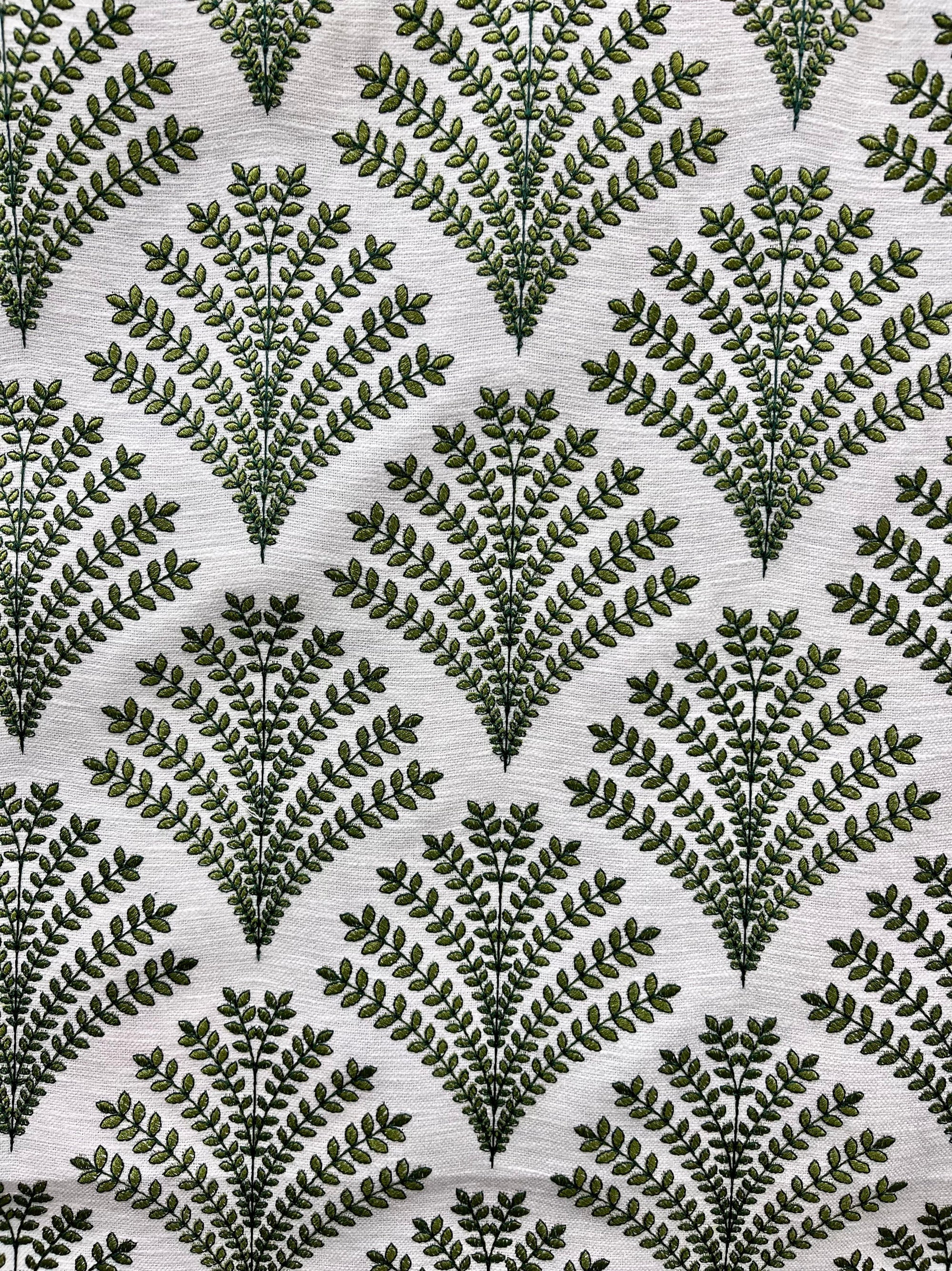 Olivia Green Fern Embroidered Pillow Cover – view 3