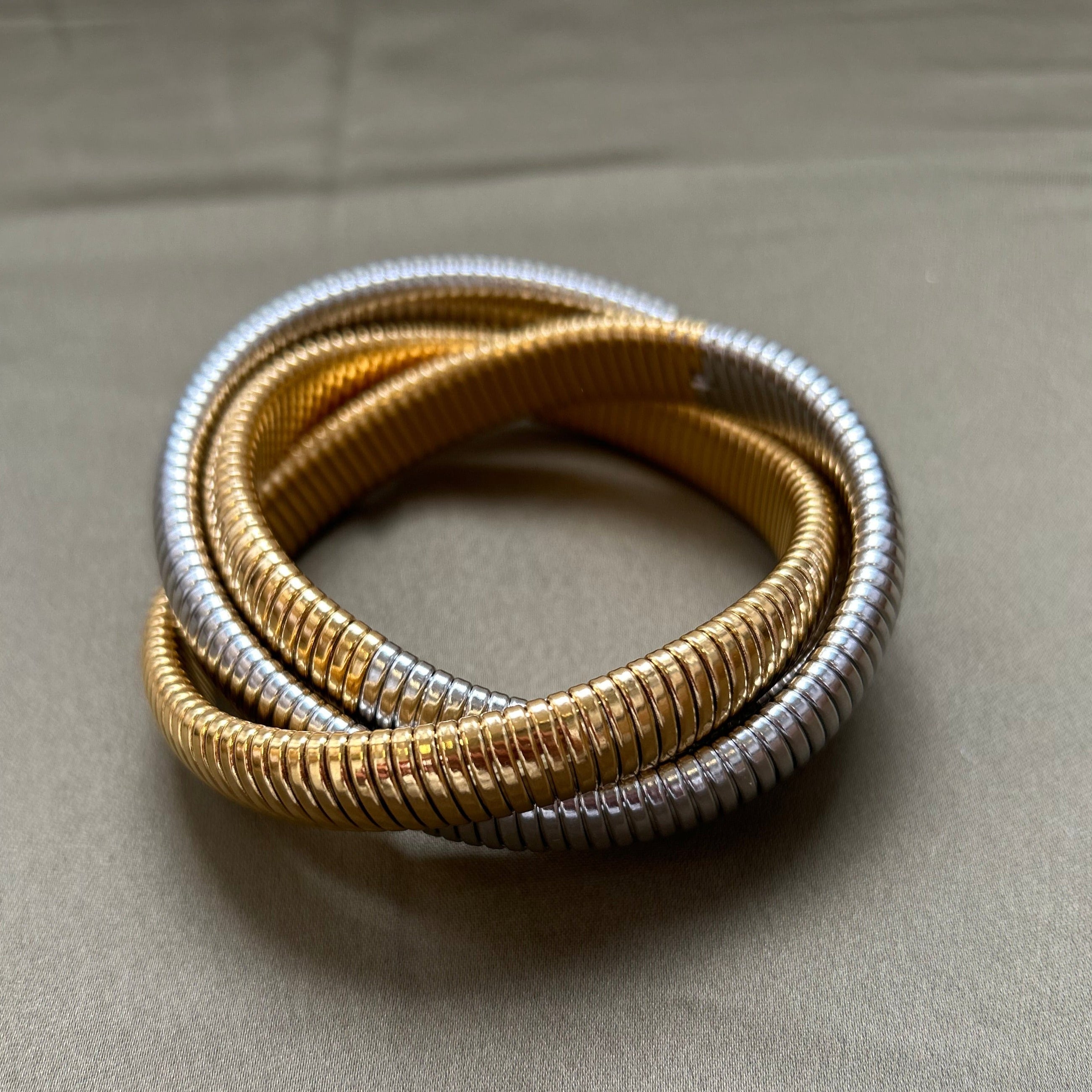 Layered gold and silver bracelet for women
