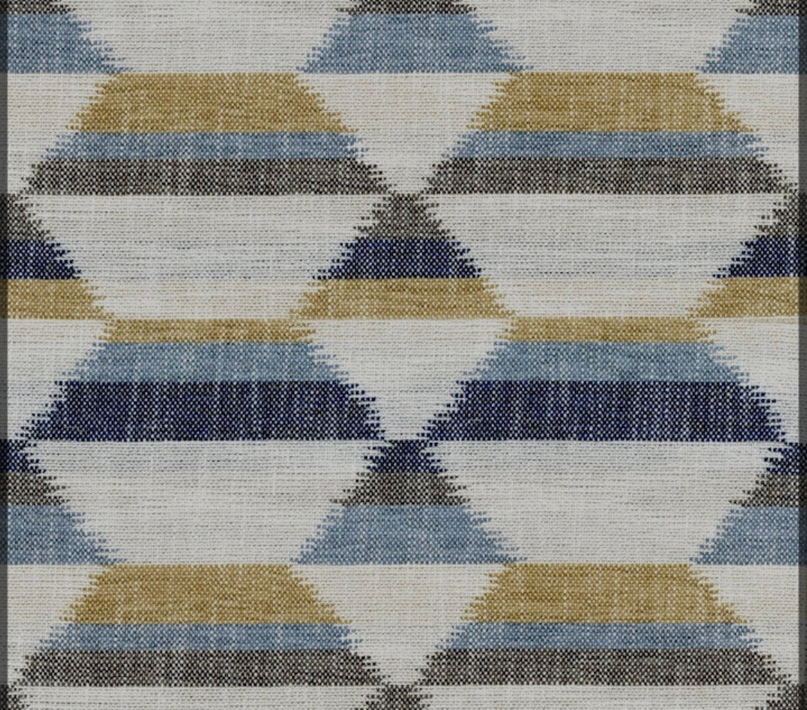 Reese blue and gold geometric pillow cover, view 6