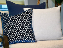 Grammichele Navy Honeycomb Velvet Pillow Cover – view 2
