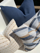Reese blue and gold geometric pillow cover, view 4