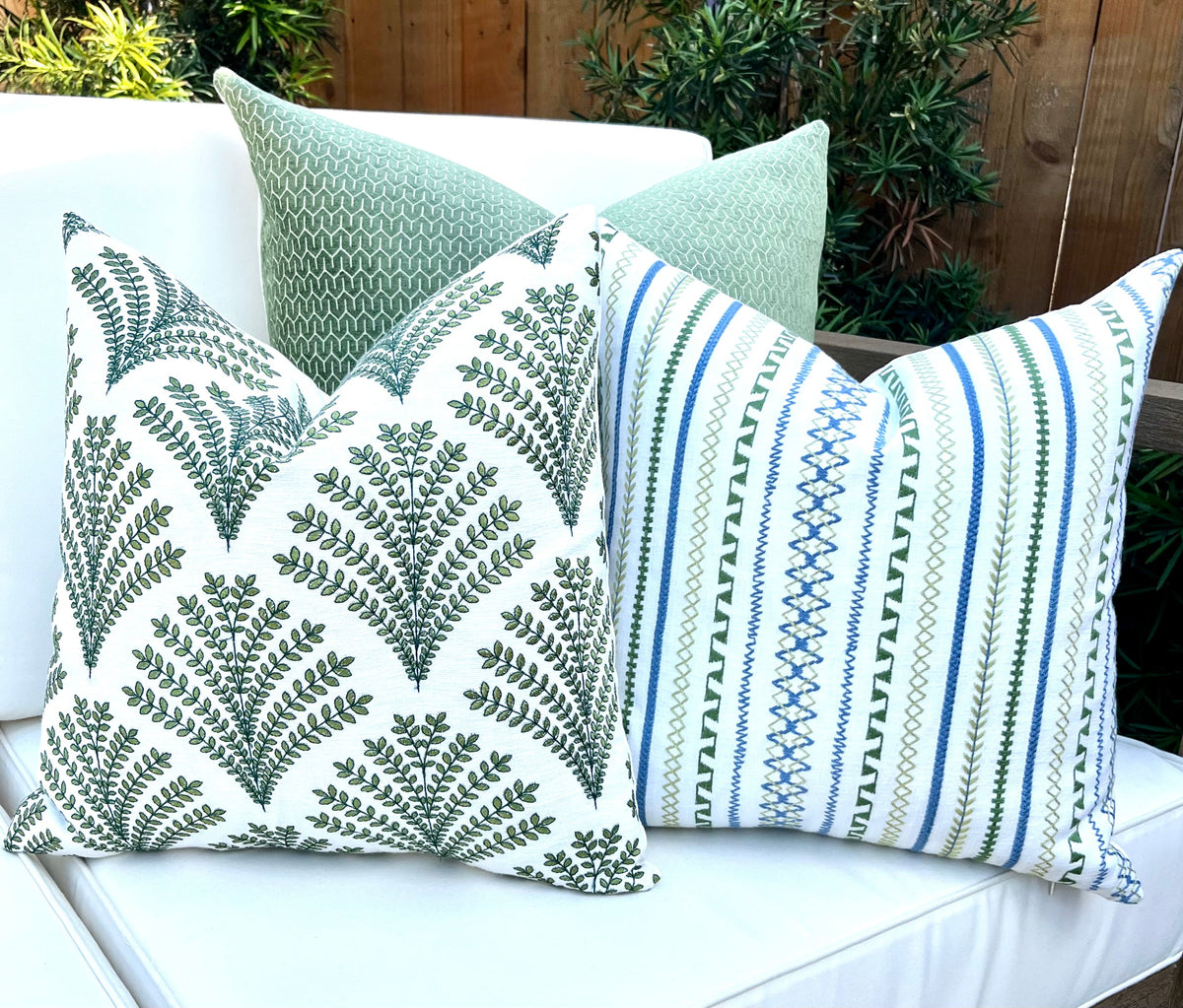 Olivia Green Fern Embroidered Pillow Cover – view 5