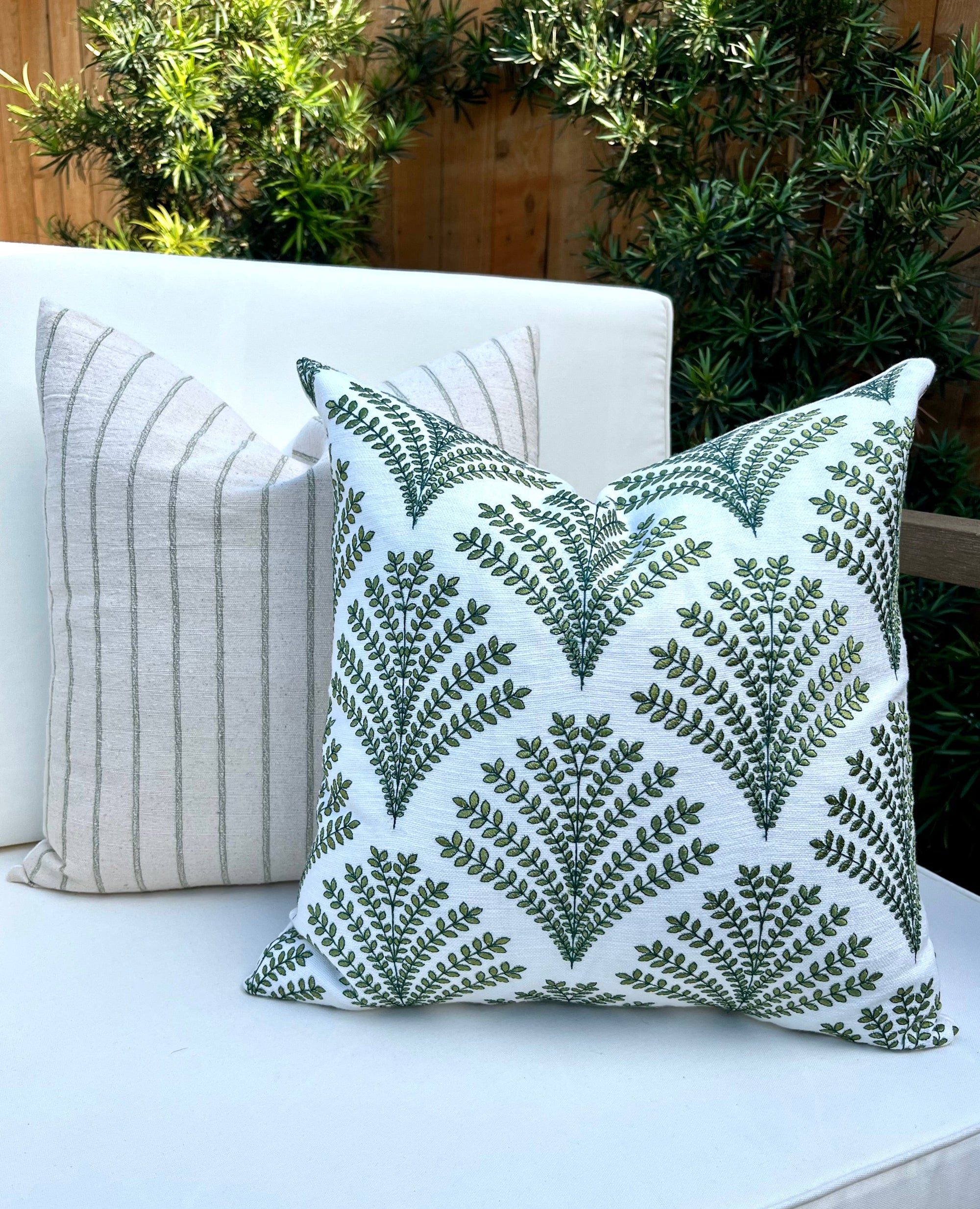 Olivia Green Fern Embroidered Pillow Cover – view 6