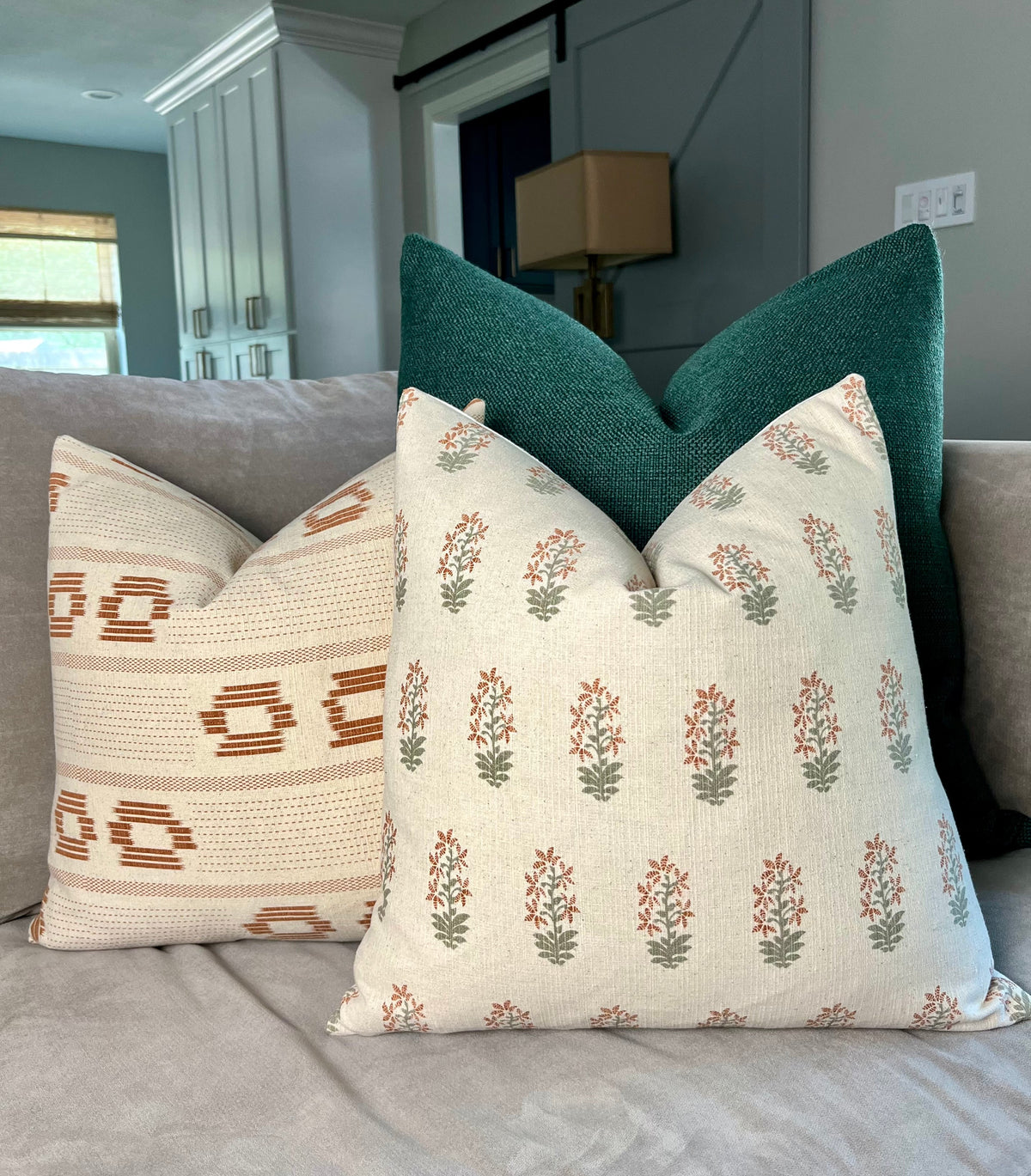 Nola Cream and Rust Double Circle Pillow Cover – view 5