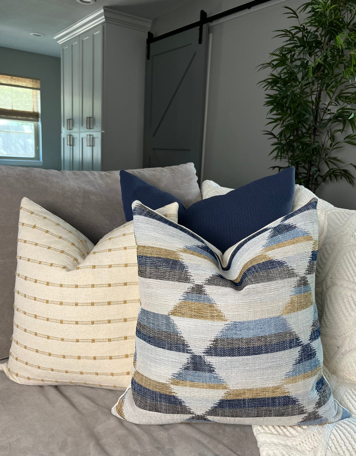 Ari Natural Beige Woven Stripe Pillow Cover – view 15