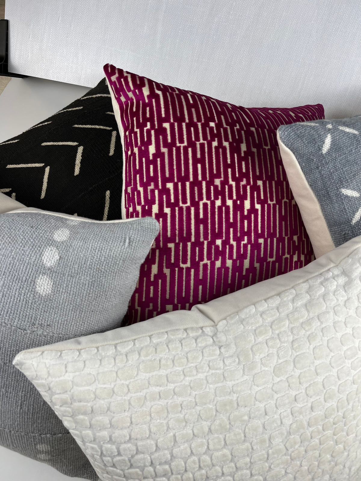 Josephine Cream Chenille Pebble Pillow Cover – view 6