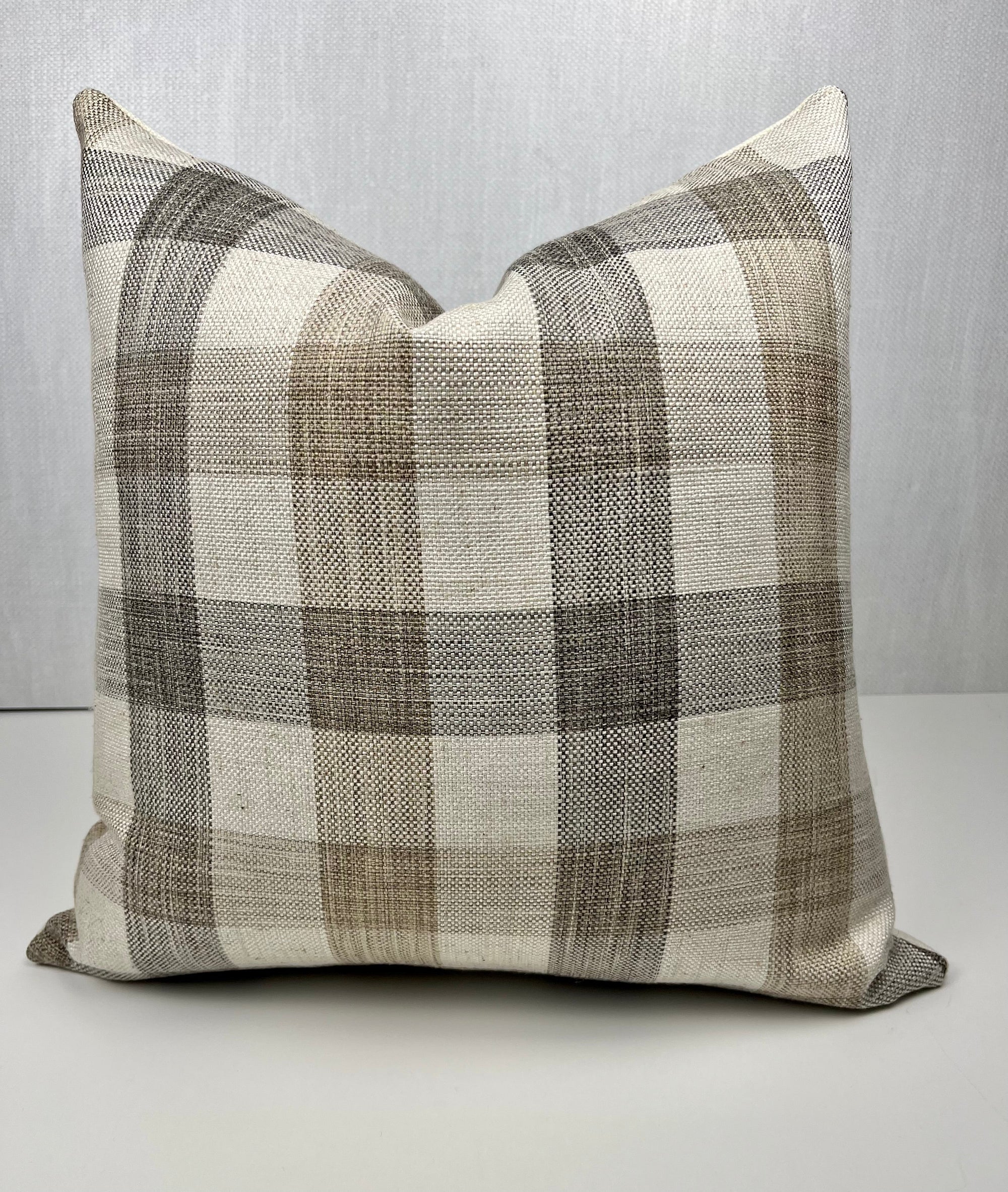 Beatrice Neutral Plaid Woven Pillow Cover – view 5
