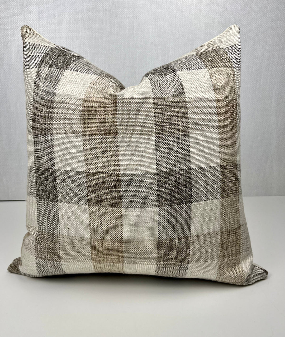 Beatrice Neutral Plaid Woven Pillow Cover – view 5
