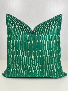 Emery Emerald Green Geometric Velvet Pillow Cover – view 5