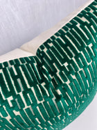 Emery Emerald Green Geometric Velvet Pillow Cover – view 2
