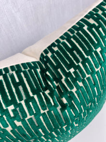 Emery Emerald Green Geometric Velvet Pillow Cover – view 2