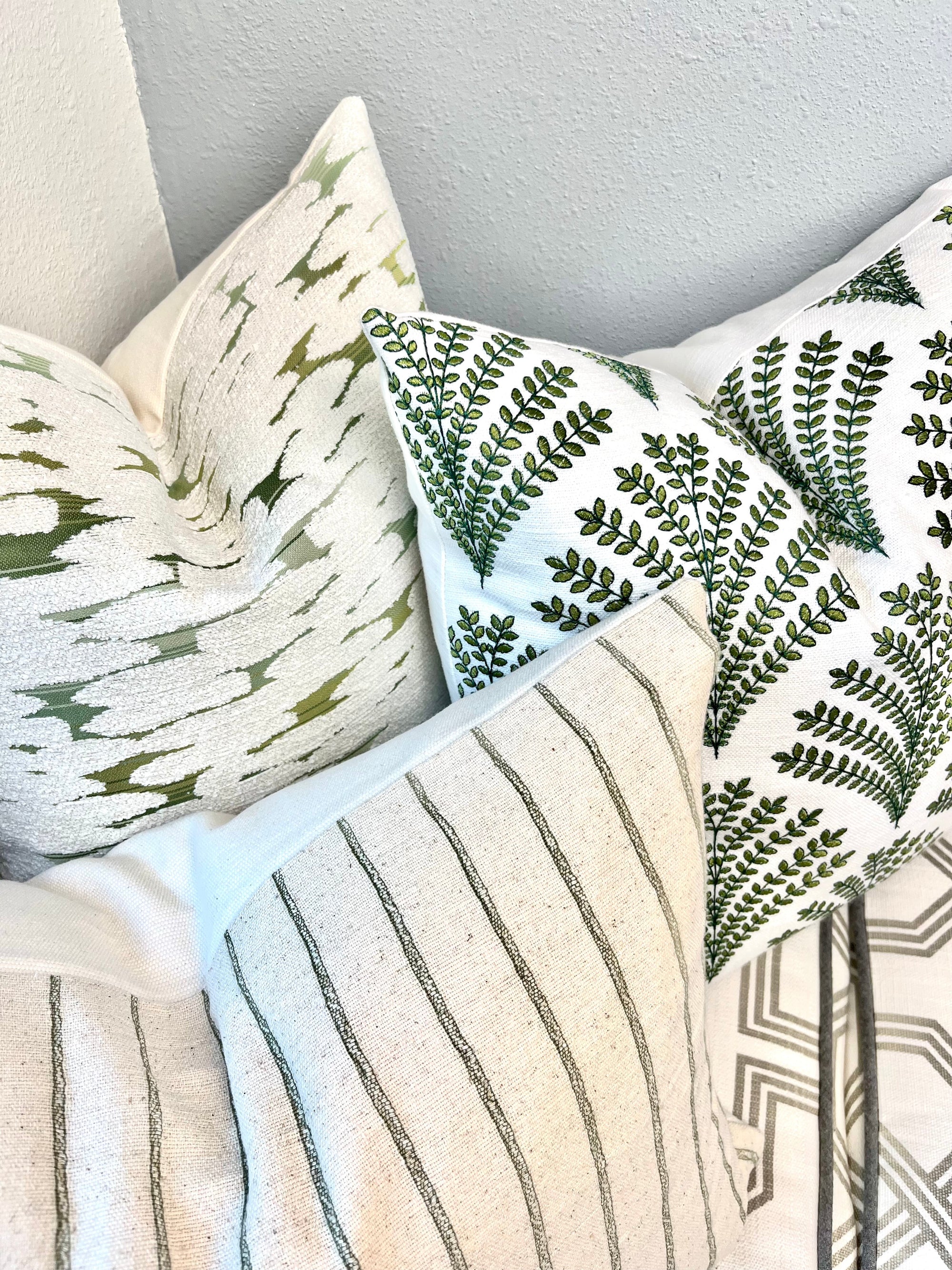 Olivia Green Fern Embroidered Pillow Cover – view 2