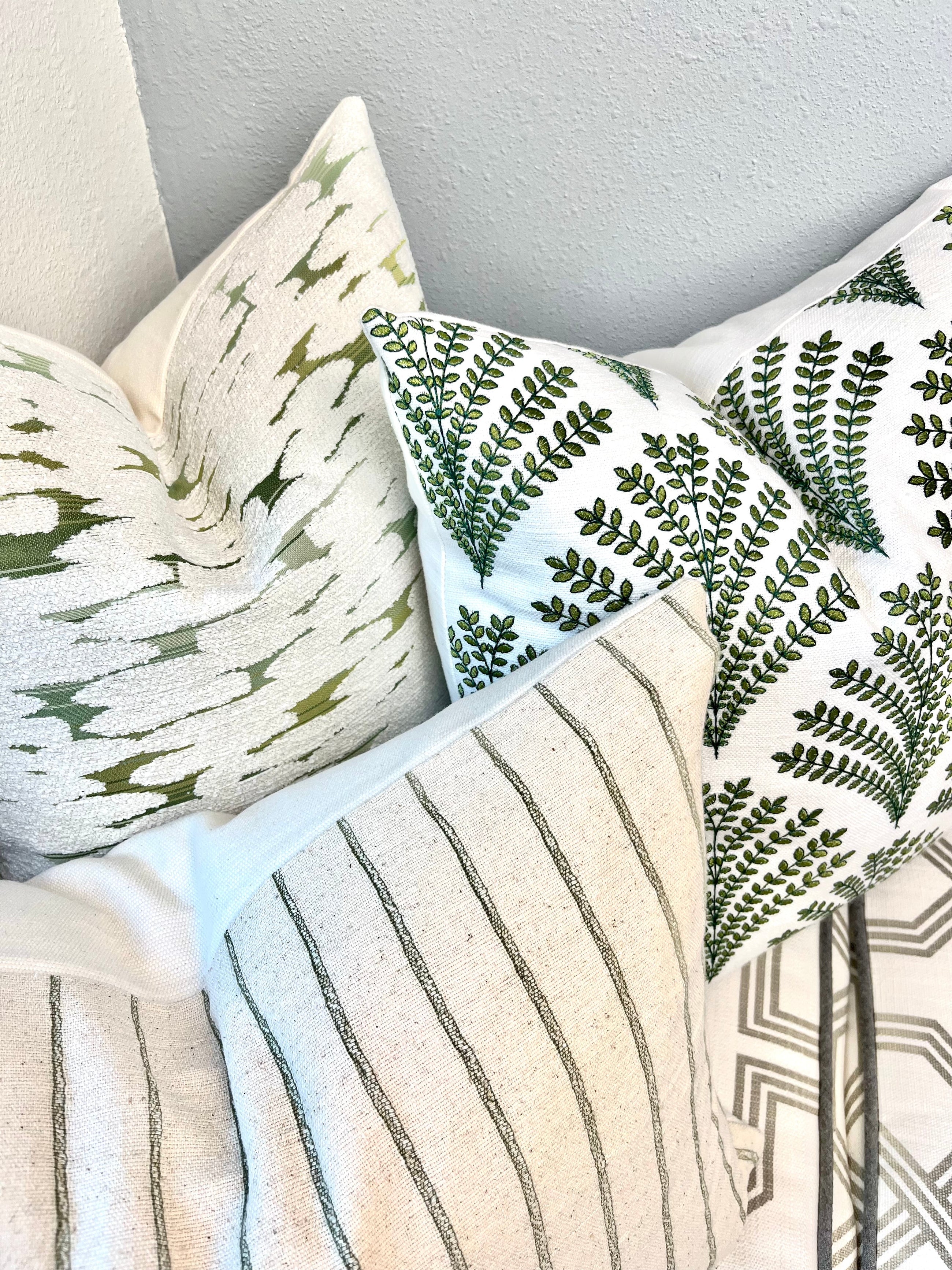 Olivia Green Fern Embroidered Pillow Cover – view 2