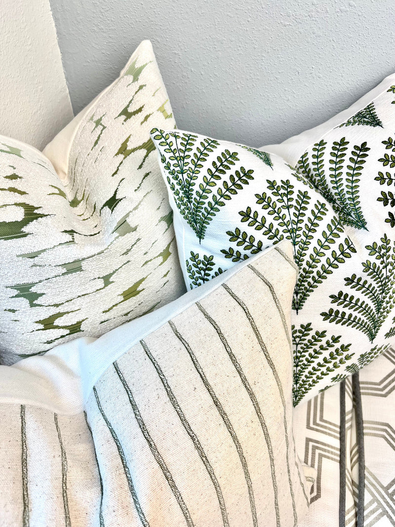 Olivia Green Fern Embroidered Pillow Cover – view 2