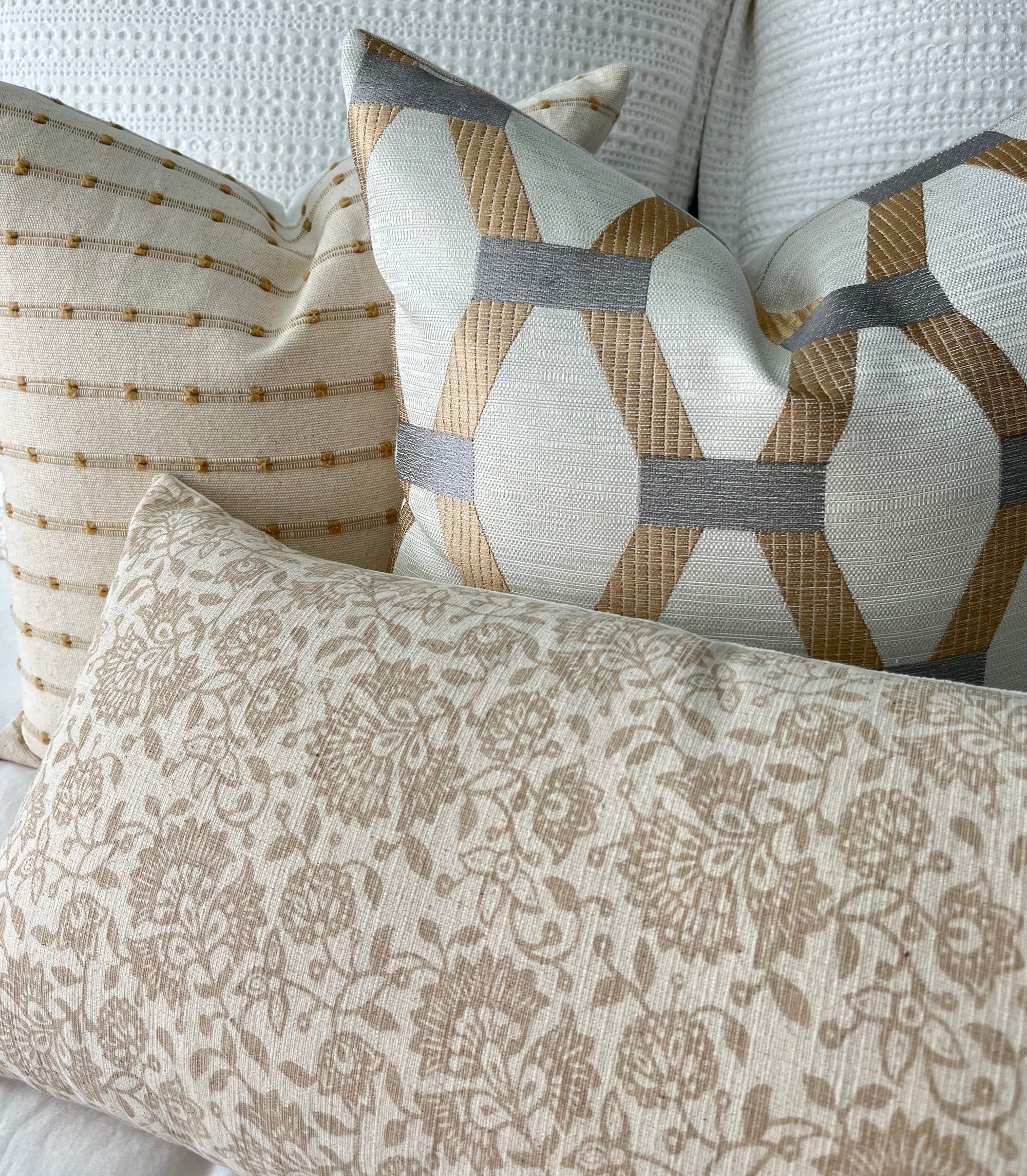 Algarve Gold and Silver Embroidered Hexagon Pillow Cover – view 11
