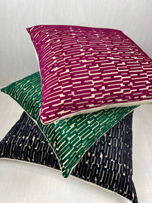 Emery Emerald Green Geometric Velvet Pillow Cover – view 3