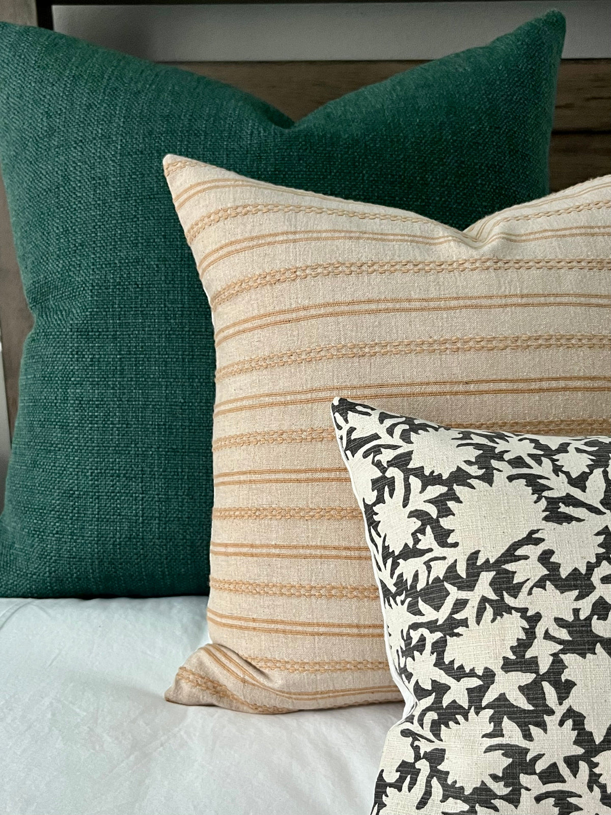 Ann Beige Woven Stripe Pillow Cover – view 2