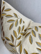 Rhea Gold and Silver Leaf Embroidered Pillow Cover – view 2