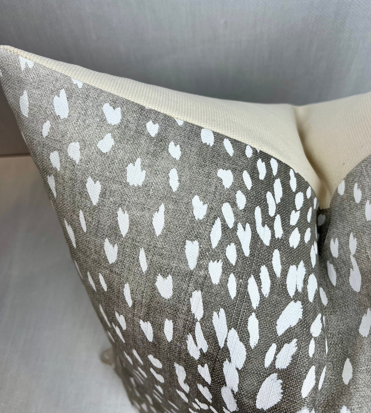 Bailey grey spotted linen pillow cover, view 2