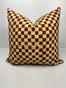 Nala Brown and Cream Checkered Mudcloth Pillow Cover – view 7