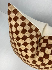 Nala Brown and Cream Checkered Mudcloth Pillow Cover – view 2