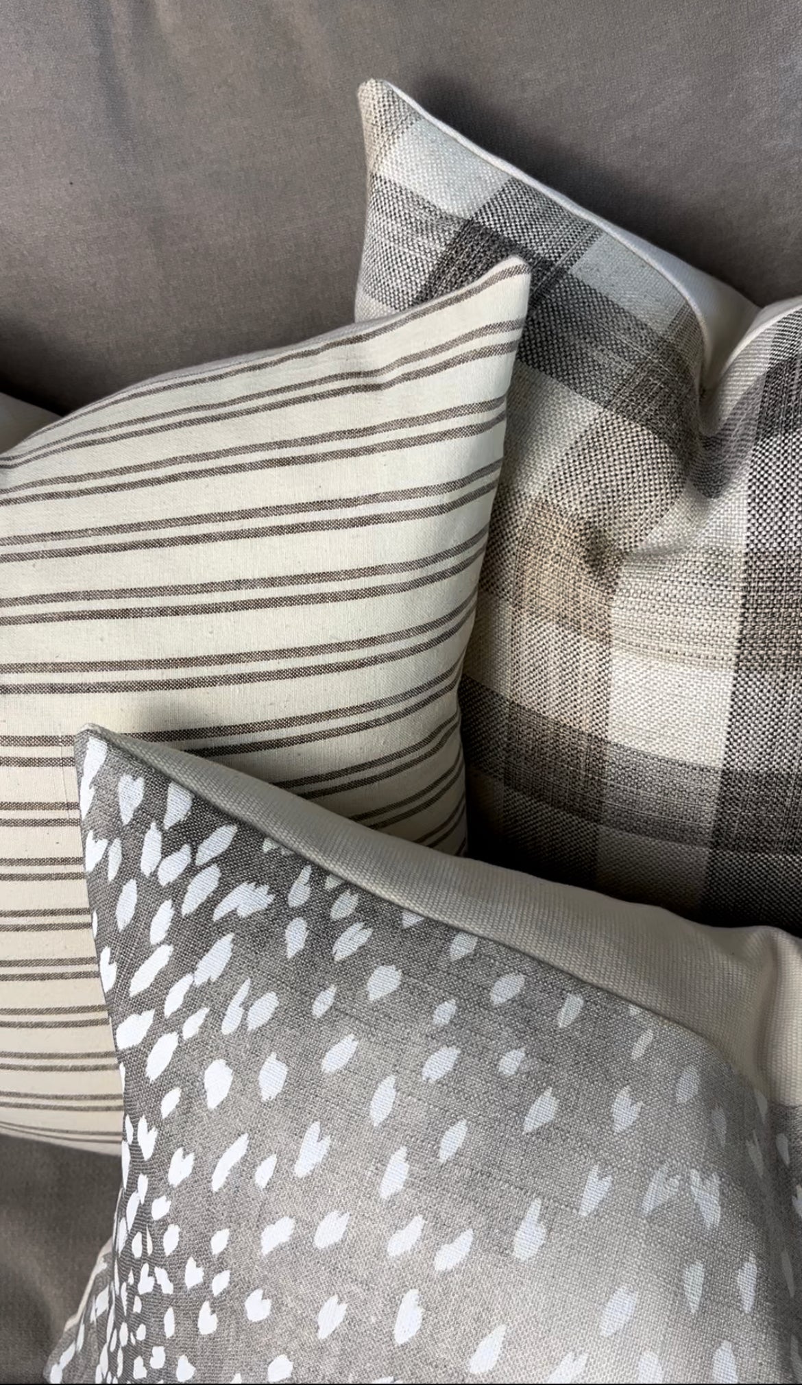 Beatrice Neutral Plaid Woven Pillow Cover – view 2