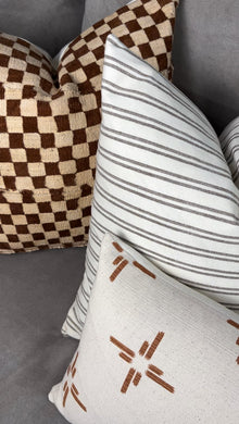 Nala Brown and Cream Checkered Mudcloth Pillow Cover – view 3