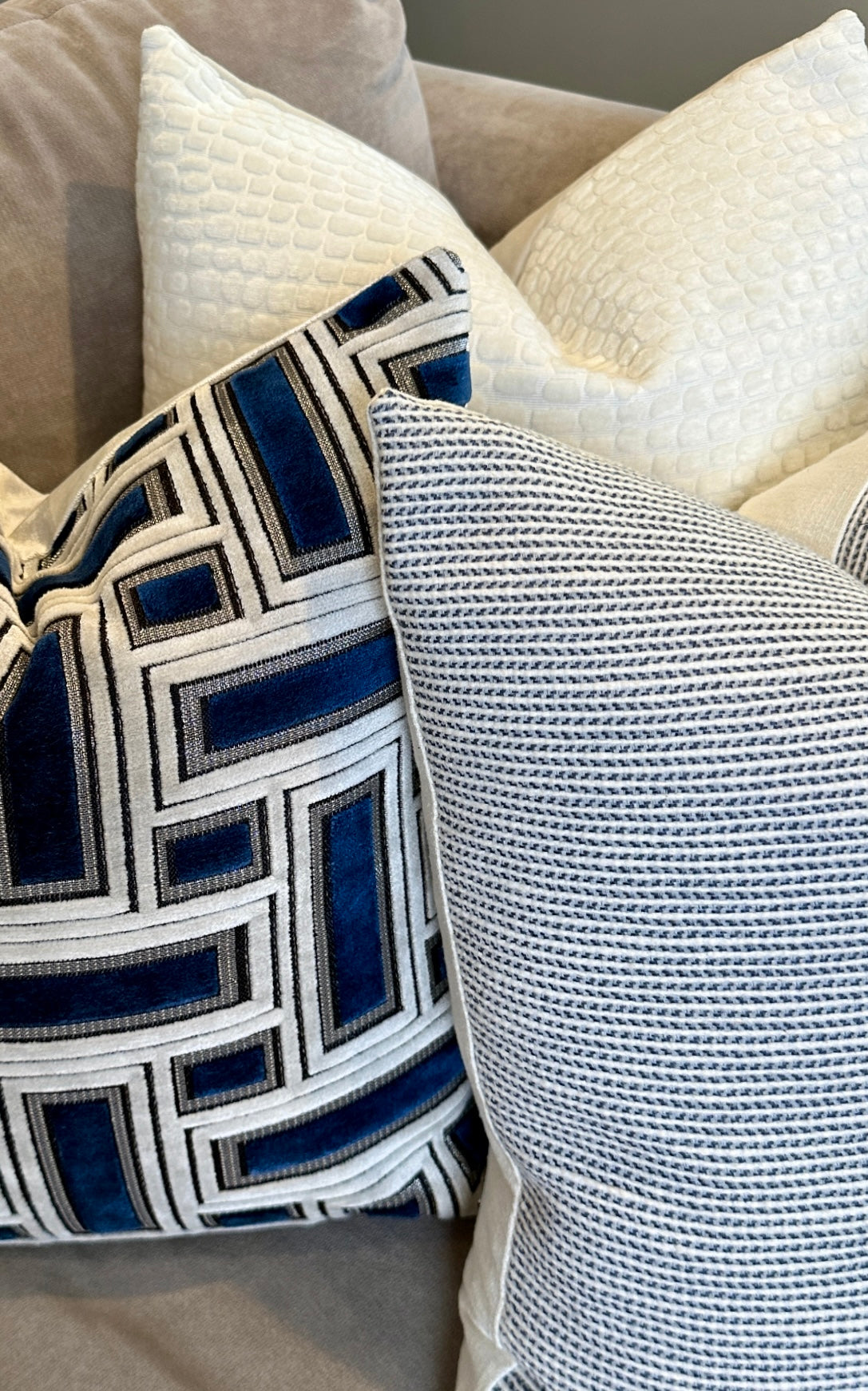 Josephine Cream Chenille Pebble Pillow Cover – view 4