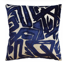 Henley Navy Blue Velvet Abstract Pillow Cover