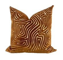 Ezra Bronze Maze Velvet Pillow Cover