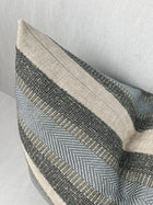 Alden Striped Aqua Woven Herringbone Pillow Cover – view 2