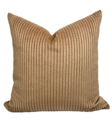 Aubrey Camel Ribbed Velvet Pillow Cover