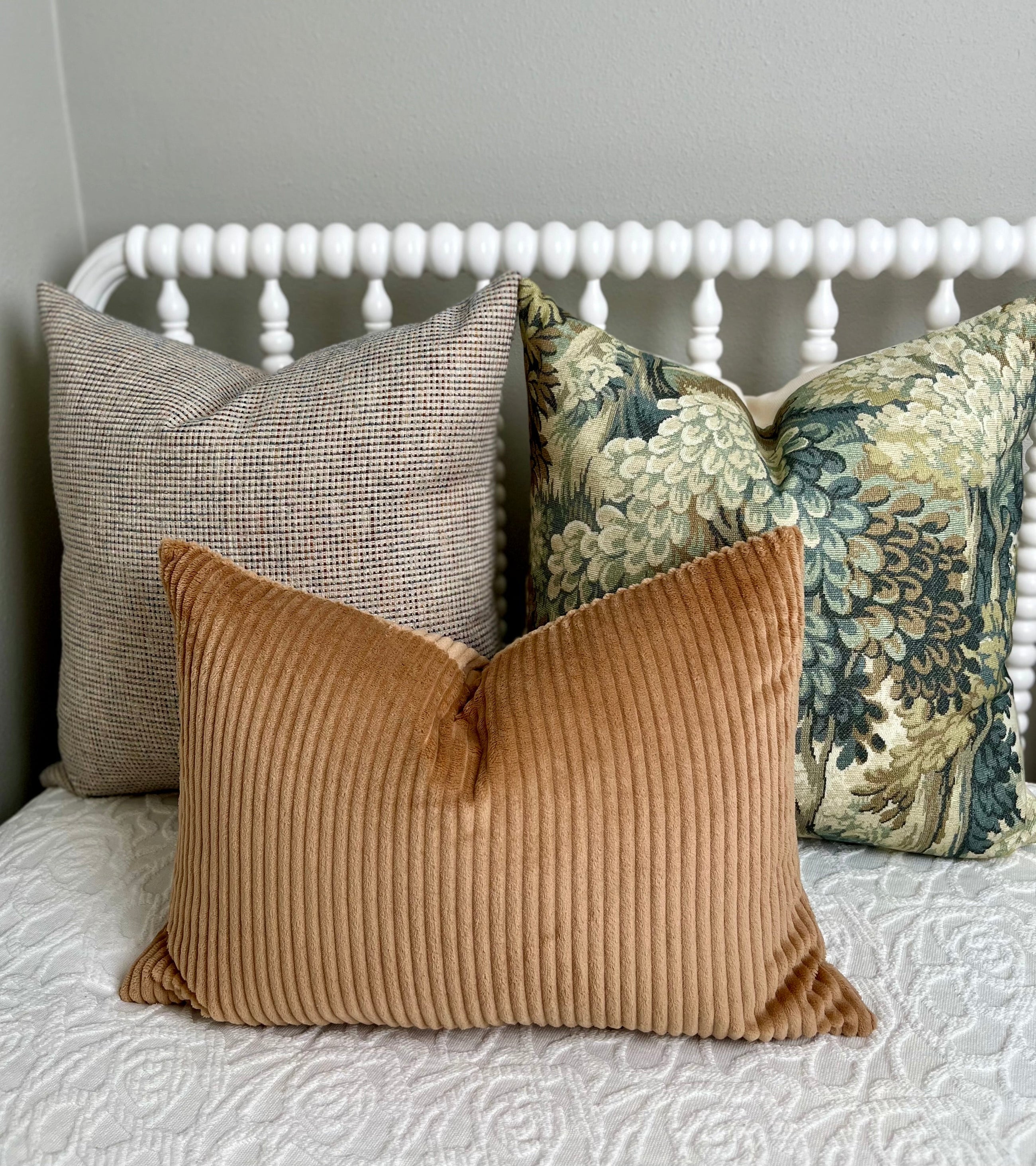 Aubrey Camel Ribbed Velvet Pillow Cover – view 3