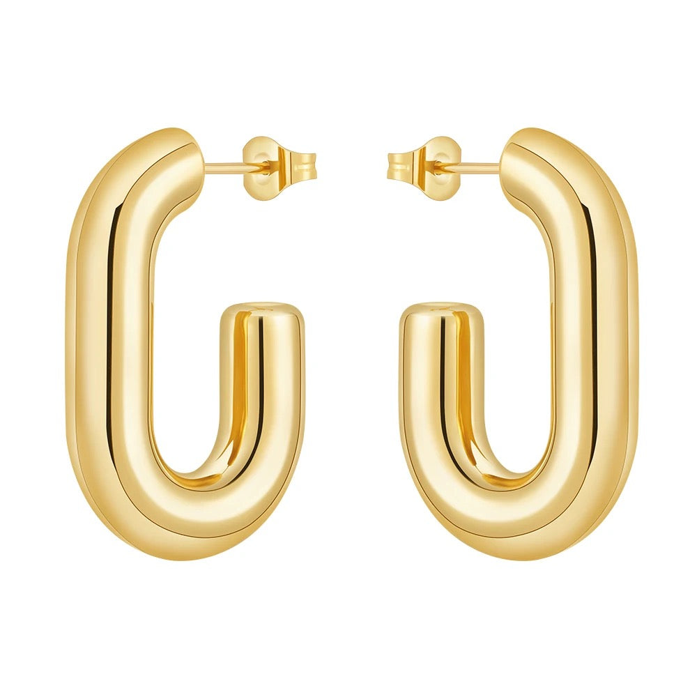 Gena Hoop gold-plated 33mm hoop earrings close-up