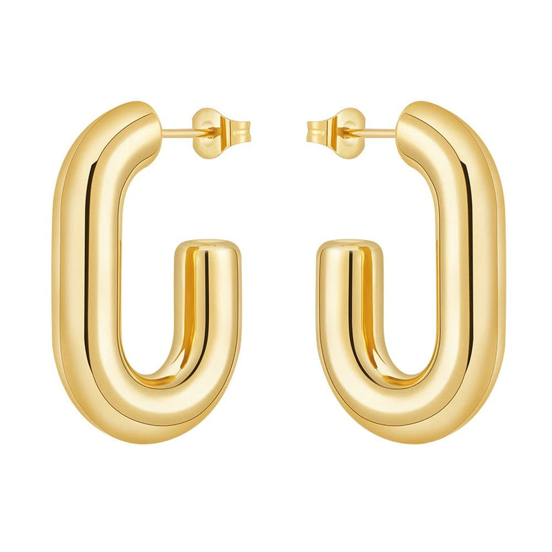 Gena Hoop gold-plated 33mm hoop earrings close-up