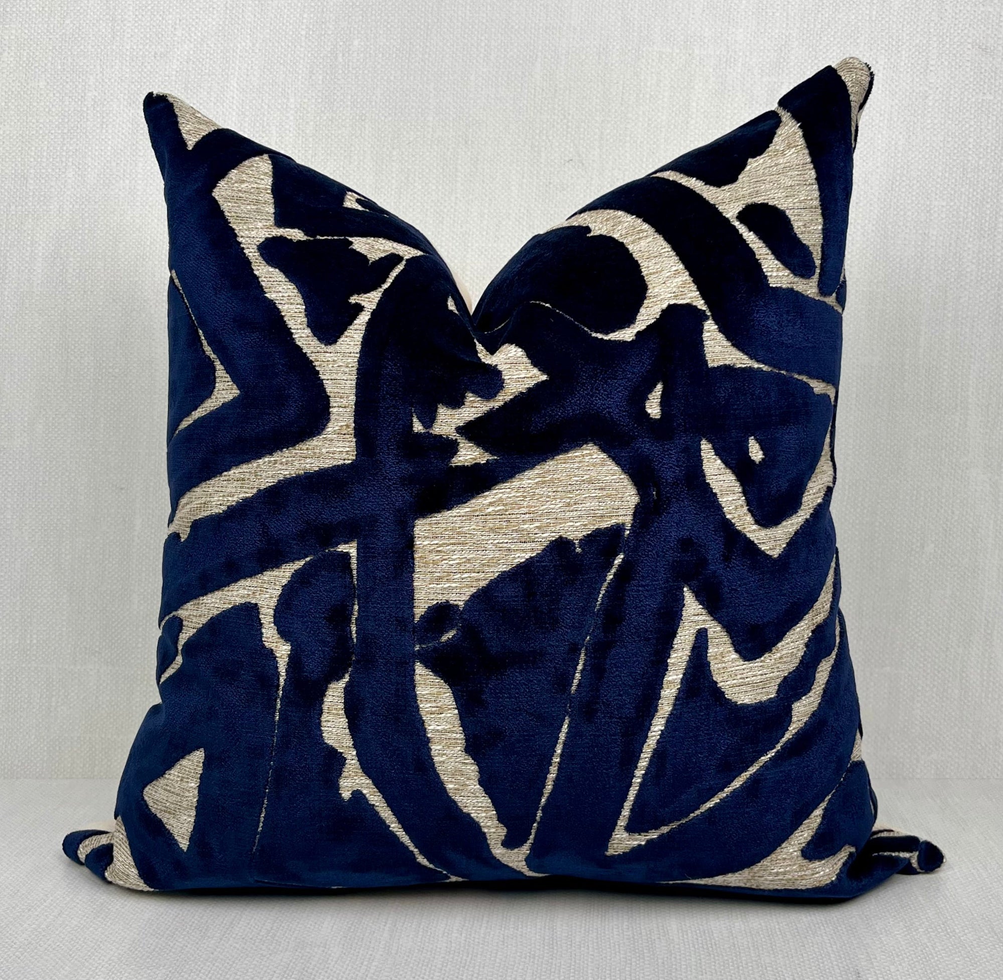 Henley Navy Blue Velvet Abstract Pillow Cover – view 3