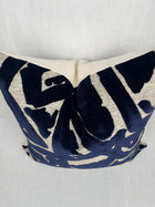 Henley Navy Blue Velvet Abstract Pillow Cover – view 2