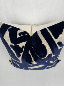 Henley Navy Blue Velvet Abstract Pillow Cover – view 2