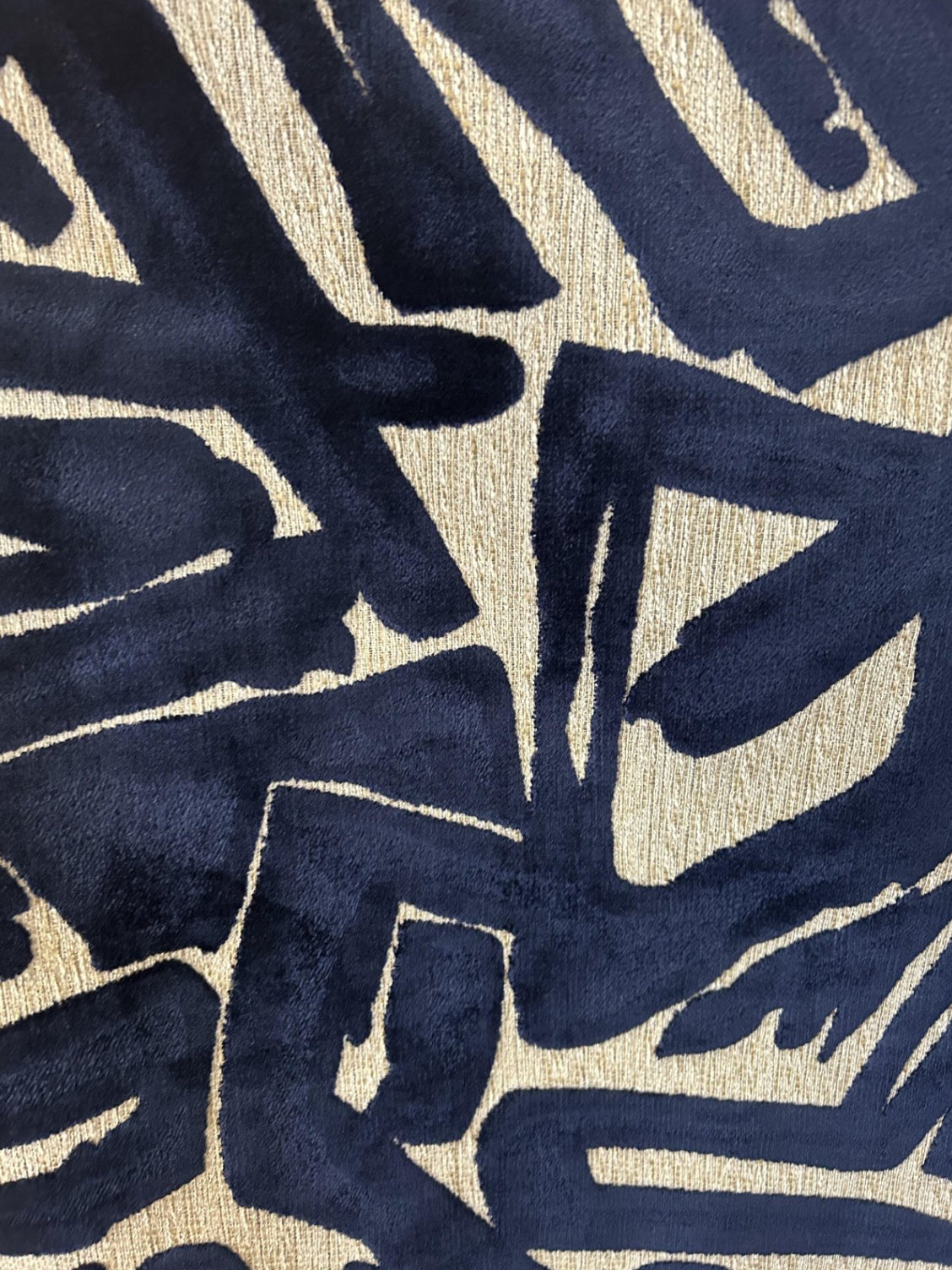 Henley Navy Blue Velvet Abstract Pillow Cover – view 4