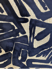 Henley Navy Blue Velvet Abstract Pillow Cover – view 4