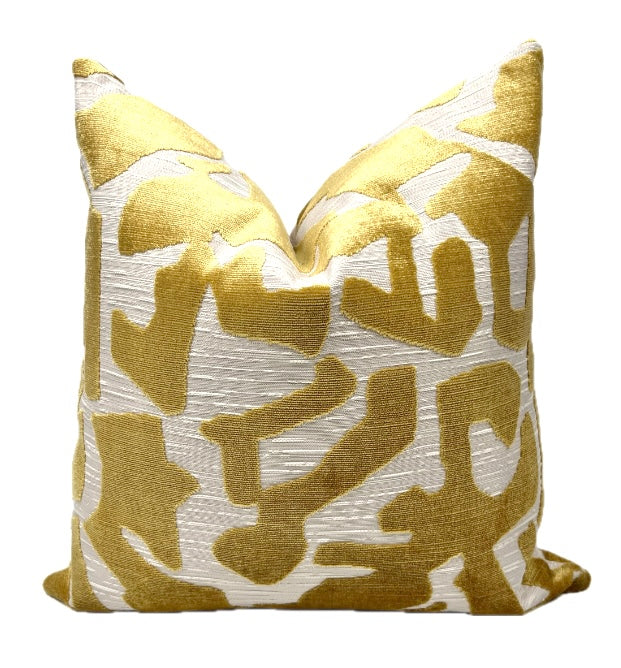 Camila Gold Abstract Geometric Velvet Pillow Cover