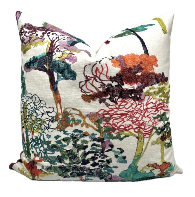 Sylvan Embroidered Botanical Pillow Cover