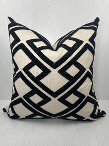 Kinsley Black and White Embroidered Lattice Pillow Cover – view 3