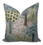 Holly Sage Green and Blue Floral Pillow Cover