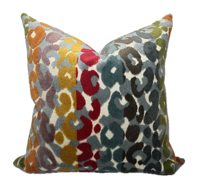 Mia colorful leopard velvet pillow cover – One Affirmation