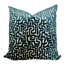 Margot Teal Maze Velvet Pillow Cover
