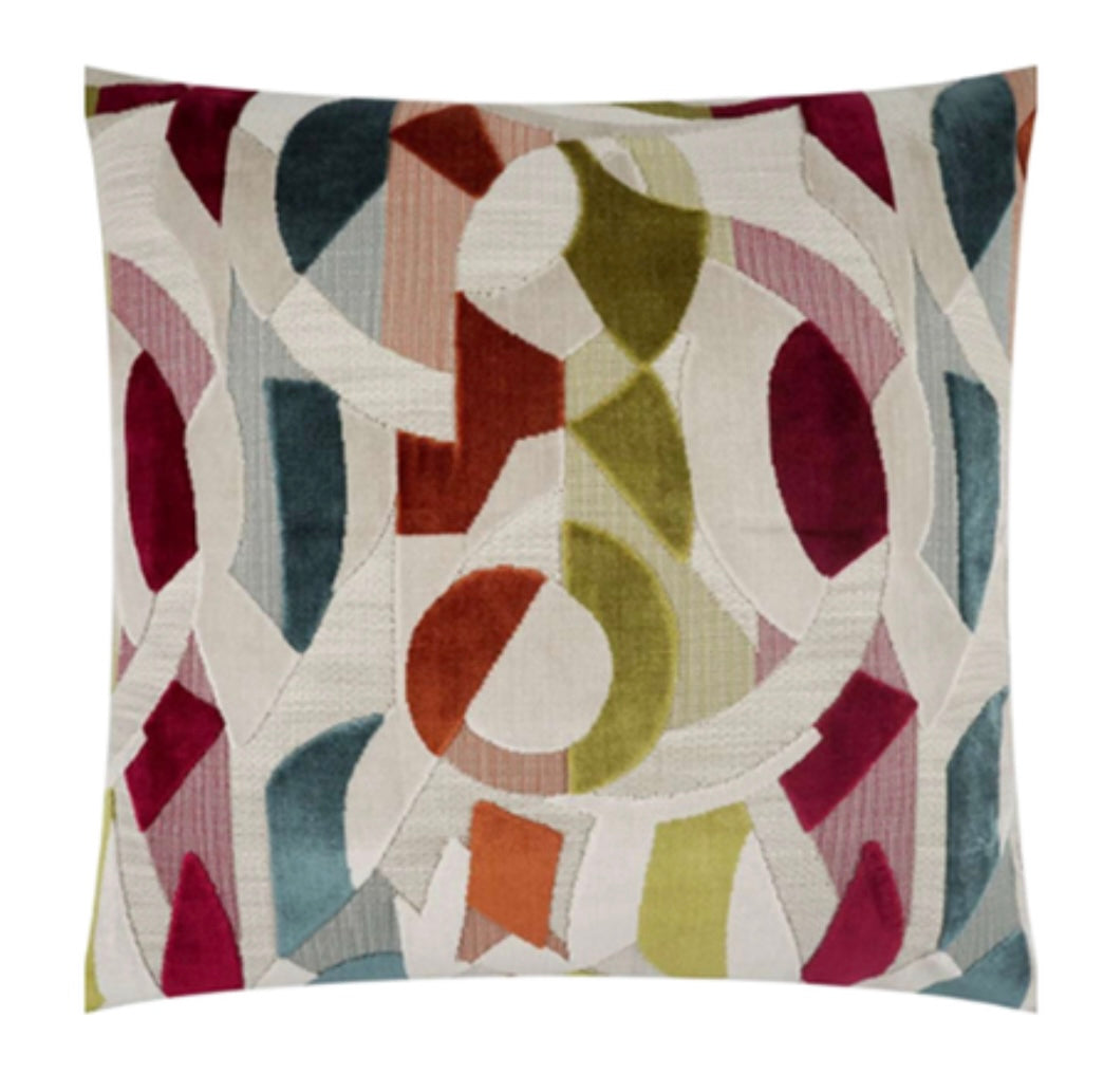 Naomi multicolor geometric velvet pillow cover, view 3